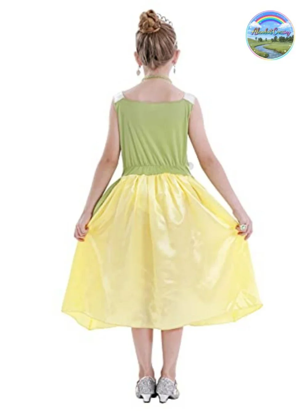 Girls Princess Dress Costume 4-Piece Set Satin Halloween Birthday Party